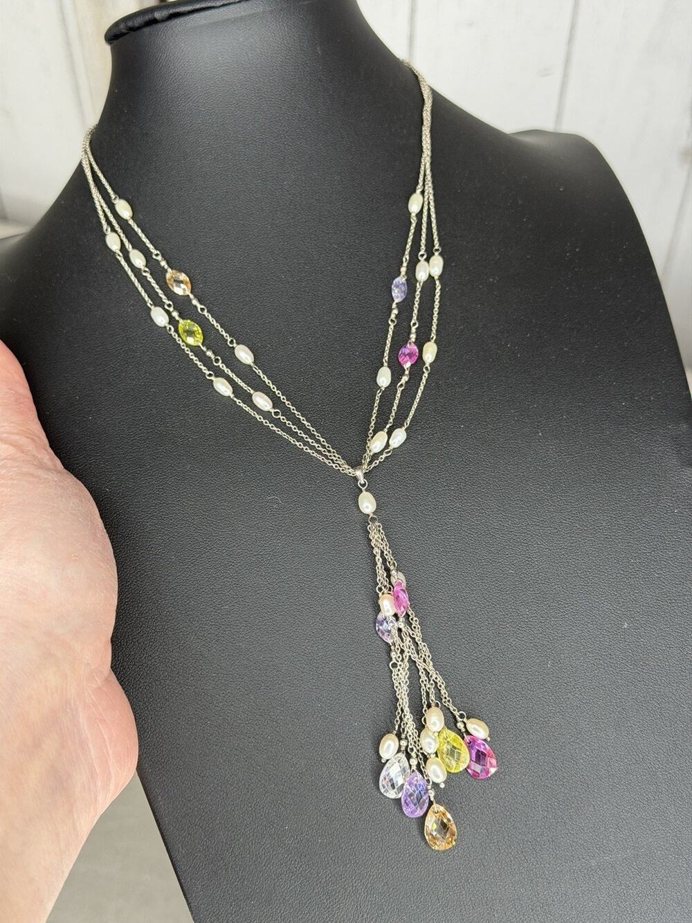 MWS Mark Wasserman Samara 925 Sterling Silver Multi Color Pastel Pearl Necklace